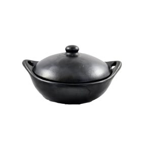 flat cooking pan black pottery