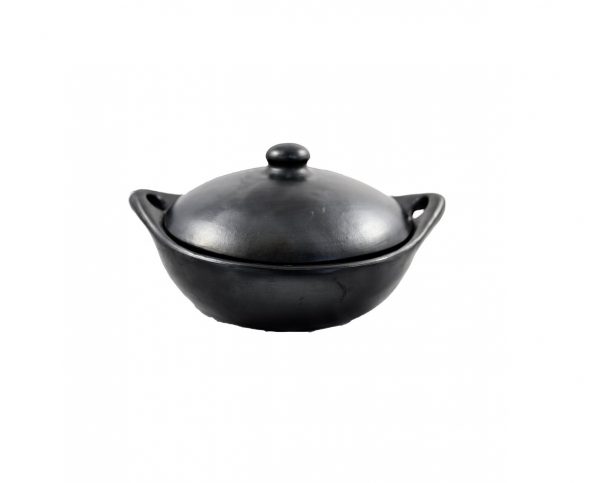 flat cooking pan black pottery